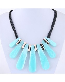 Acrylic Waterdrops Design Fashion Statement Necklace - Blue