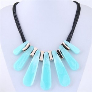 Acrylic Waterdrops Design Fashion Statement Necklace - Blue