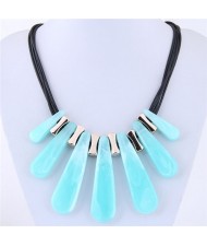 Acrylic Waterdrops Design Fashion Statement Necklace - Blue