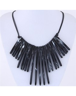 Acrylic Slim Bar Pendants Fashion Costume Necklace - Black