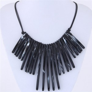 Acrylic Slim Bar Pendants Fashion Costume Necklace - Black