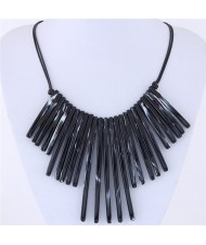 Acrylic Slim Bar Pendants Fashion Costume Necklace - Black