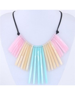 Acrylic Slim Bar Pendants Fashion Costume Necklace - Multicolor