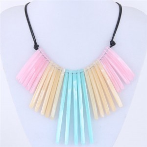 Acrylic Slim Bar Pendants Fashion Costume Necklace - Multicolor