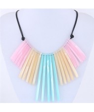 Acrylic Slim Bar Pendants Fashion Costume Necklace - Multicolor