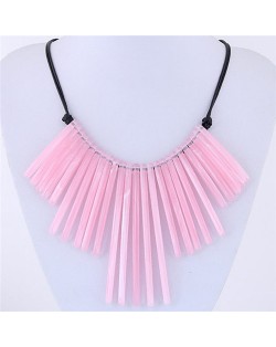 Acrylic Slim Bar Pendants Fashion Costume Necklace - Pink