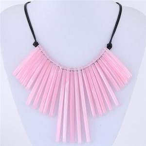 Acrylic Slim Bar Pendants Fashion Costume Necklace - Pink
