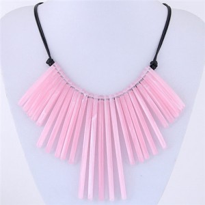Acrylic Slim Bar Pendants Fashion Costume Necklace - Pink