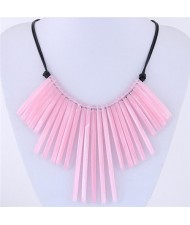 Acrylic Slim Bar Pendants Fashion Costume Necklace - Pink