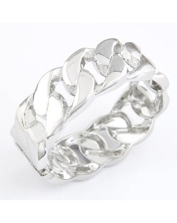 Exaggerating Dough Twist Hollow Shape Metallic Bracelet - Silver