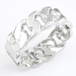 Exaggerating Dough Twist Hollow Shape Metallic Bracelet - Silver