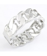 Exaggerating Dough Twist Hollow Shape Metallic Bracelet - Silver