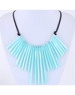 Acrylic Slim Bar Pendants Fashion Costume Necklace - Blue