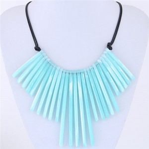 Acrylic Slim Bar Pendants Fashion Costume Necklace - Blue
