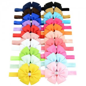 (20 pcs Per Unit) Multicolor Ribbon Bowknot Hair Bands for Baby/ Toddler