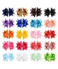 (20 pcs Per Unit) Ribbon Floral Design Baby Hair Clips