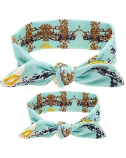 Sky Blue Leaves Prints Design Baby Hair Band Set