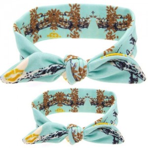 Sky Blue Leaves Prints Design Baby Hair Band Set