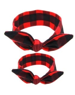 Red and Black Lattice Pattern Baby Hair Band Set