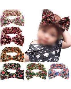 (6 pcs Per Unit) Floral Pattern Cloth Bowknot Baby Hair Bands