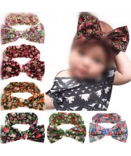 (6 pcs Per Unit) Floral Pattern Cloth Bowknot Baby Hair Bands