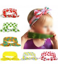 (6 pcs Per Unit) Summer Fashion Fruits Prints Cloth Bowknot Baby Hair Bands