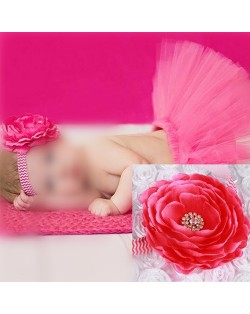 Romantic Rose Design Baby Hair Band and Dress Set