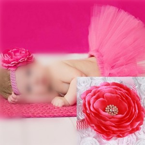 Romantic Rose Design Baby Hair Band and Dress Set