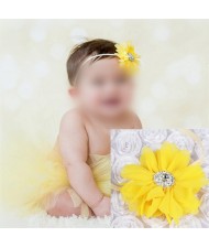 Yellow Flower Fashion Toddler Lace Hair Band and Dress Set