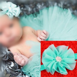 Green Lace Flower Adorable Baby Hair Band and Dress Set