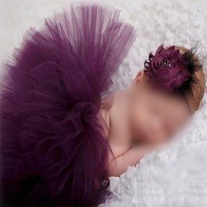 Purple Lace Flower Baby Hair Band and Dress Set