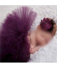 Purple Lace Flower Baby Hair Band and Dress Set