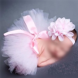 Pink Lace Flower and Bowknot Toddler Hair Band and Dress Set
