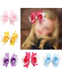 (5 pcs per Unit) Dots Pattern Bowknot Baby Hair Clips