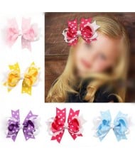 (5 pcs per Unit) Dots Pattern Bowknot Baby Hair Clips