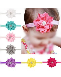 (13 pcs Per Unit) Ribbon Lotus Design Baby Hair Bands