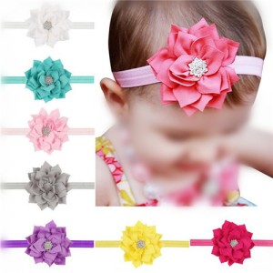 (13 pcs Per Unit) Ribbon Lotus Design Baby Hair Bands