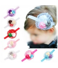 (8 pcs Per Unit) Triple Flowers Lace Fashion Baby Girl Hair Bands