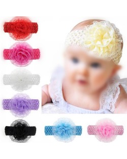 (8 pcs Per Unit) Lace Rose Design Toddler/ Baby Hair Bands