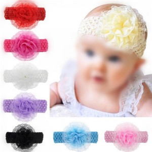 (8 pcs Per Unit) Lace Rose Design Toddler/ Baby Hair Bands