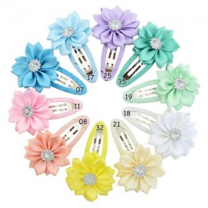 (12 pcs Per Unit) Colorful Chiffon Flower Toddler Hair Clip
