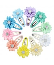 (12 pcs Per Unit) Colorful Chiffon Flower Toddler Hair Clip