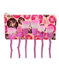 6 pcs Rose Style Nylon Fiber Fashion Makeup Brushes Set - Rose