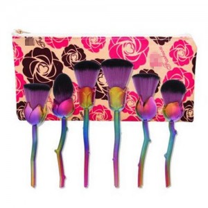 6 pcs Rose Style Nylon Fiber Fashion Makeup Brushes Set - Purple