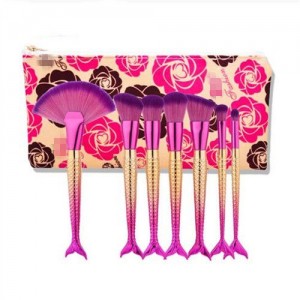 Mermaid Handle Design 7 pcs Fashion Makeup Brushes Set - Rose