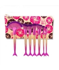 Mermaid Handle Design 7 pcs Fashion Makeup Brushes Set - Rose