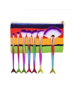 Mermaid Handle Design 7 pcs Fashion Makeup Brushes Set - Multicolor