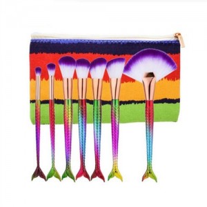 Mermaid Handle Design 7 pcs Fashion Makeup Brushes Set - Multicolor