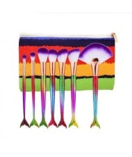 Mermaid Handle Design 7 pcs Fashion Makeup Brushes Set - Multicolor