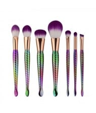 7 pcs Mermaid Handle Purple Cone Hair High Fashion Makeup Brushes Set